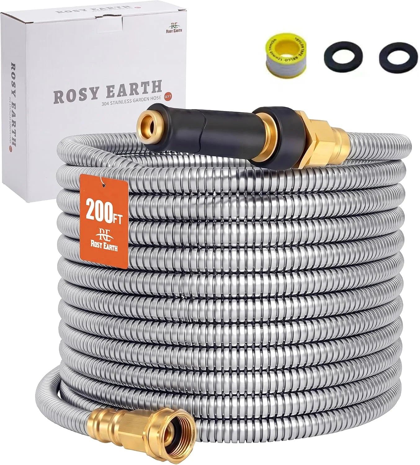 Discount Rosy Earth Stainless Steel Garden Hose 100 FT, Heavy Duty Expandable Water Hose - Image 12