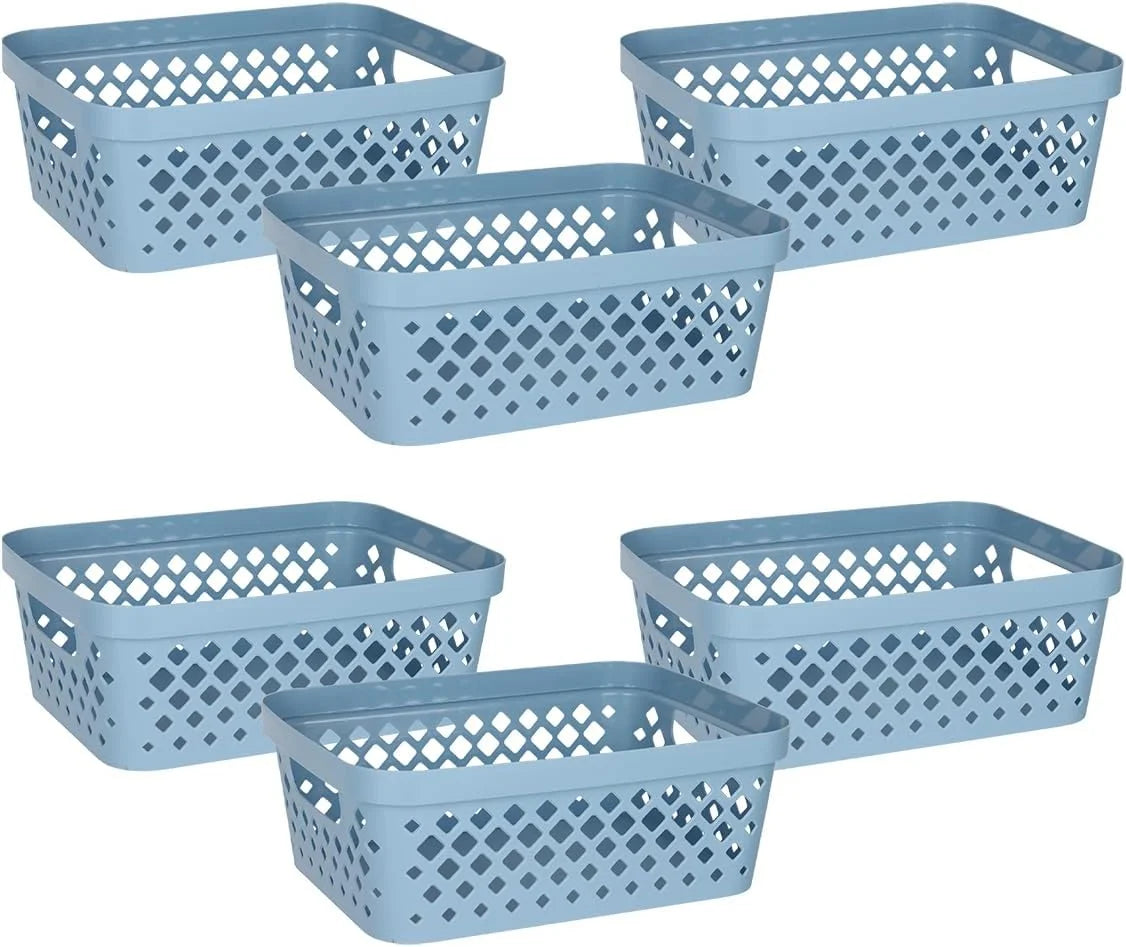 Discount Plastic Baskets for Organizing, Set of 6, Pantry Storage for Under Counter, Linen Closet, and Bathroom, Nesting - Image 11