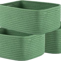 Discount Woven Storage Organizing Basket, 12 x 8 x 4.5 inch, 3 Pack, Shelf baskets for closet organization