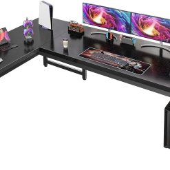 Discount Huuger 63 Inch L Shaped Desk with Power Outlets and USB-C Port, 0.95 Inch Thicker Desktop