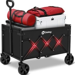 Discount Sekey Wagon Cart with Wheels with 220LBS Capacity,Heavy Duty Wagon Carts Foldable,Lightweight Utility Portable Cart for Grocery