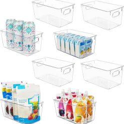 Discount 6 Pack Clear Storage Bins, Pantry Organizer Bins with Handle, Large, BPA-free Plastic Bins, Pantry Storage