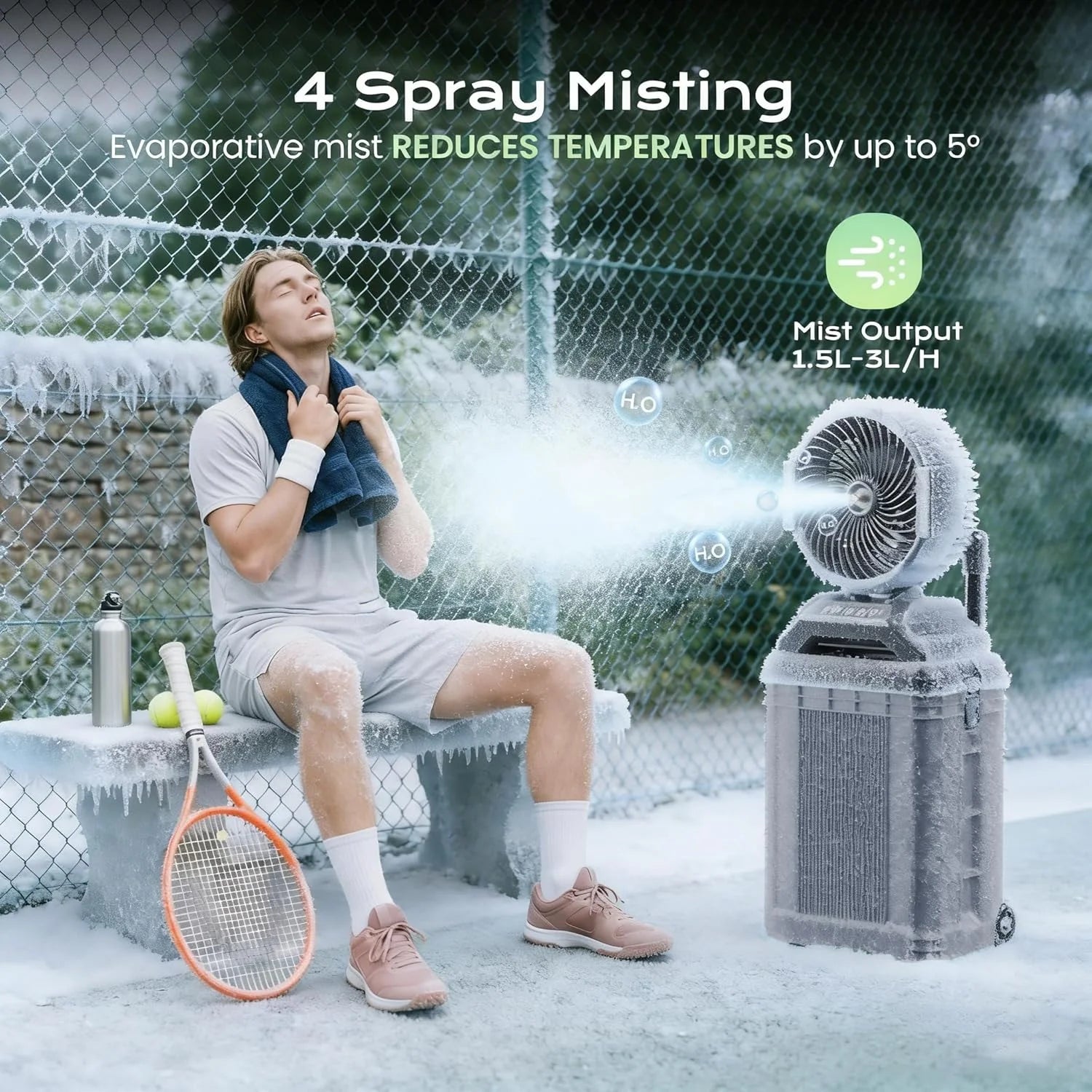 Discount 4 Gal Large Misting Bucket Fan Portable, 40000mAh Rechargeable Mister Fan with Retractable Handle - Image 2