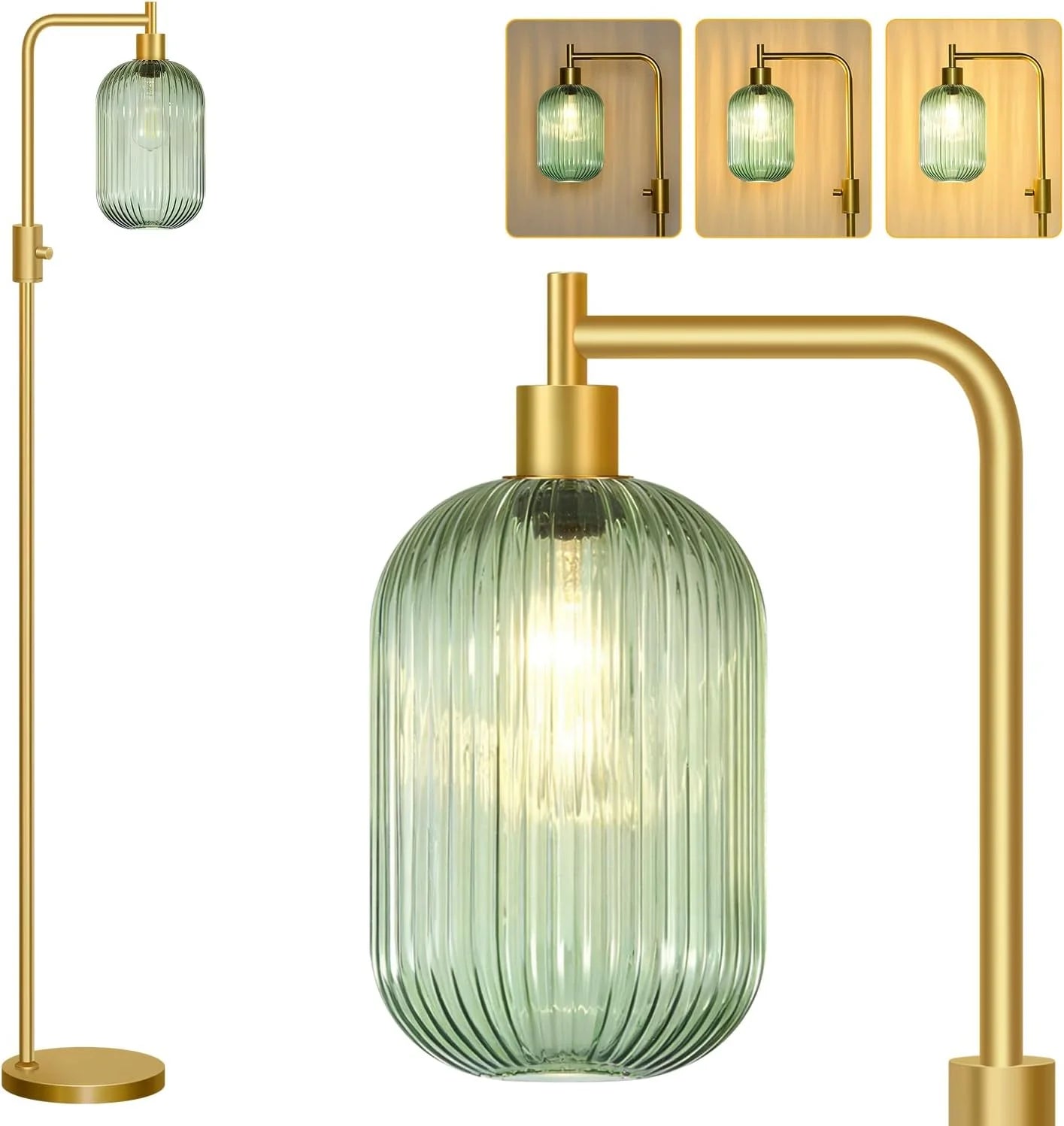 Discount Dimmable Floor Lamp for Living Room with Clear Glass Lampshade, Bulb Included, 900LM, Arc Standing Tall Lamp for Bedroom - Image 18