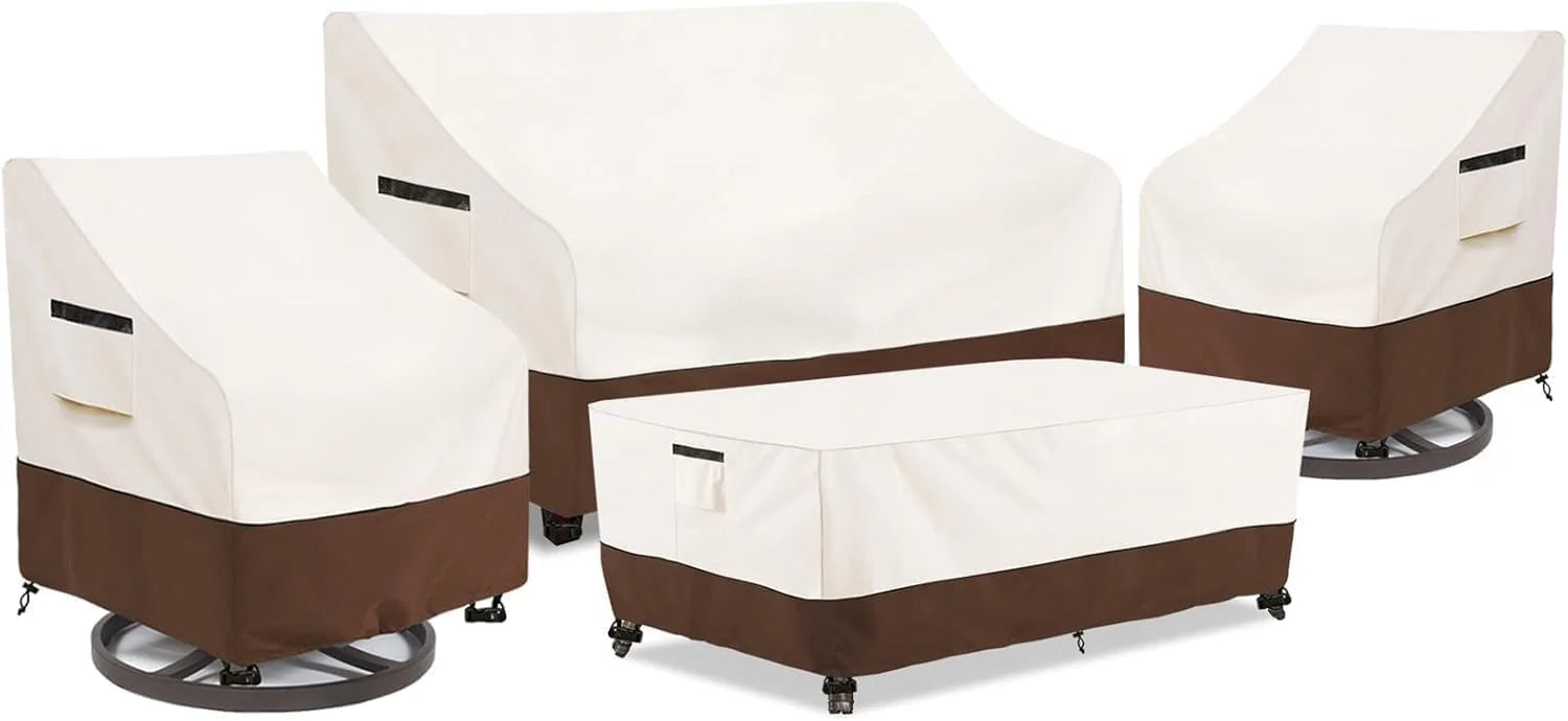 Discount Outdoor Patio Furniture Covers 4 Piece Set, XXL-Large, Beige