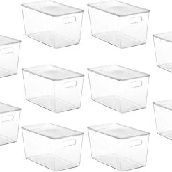 Alternative view of Discount Clear Stackable Storage Bins with Lids and Handles, Large, BPA-free Plastic, Organize Vertically