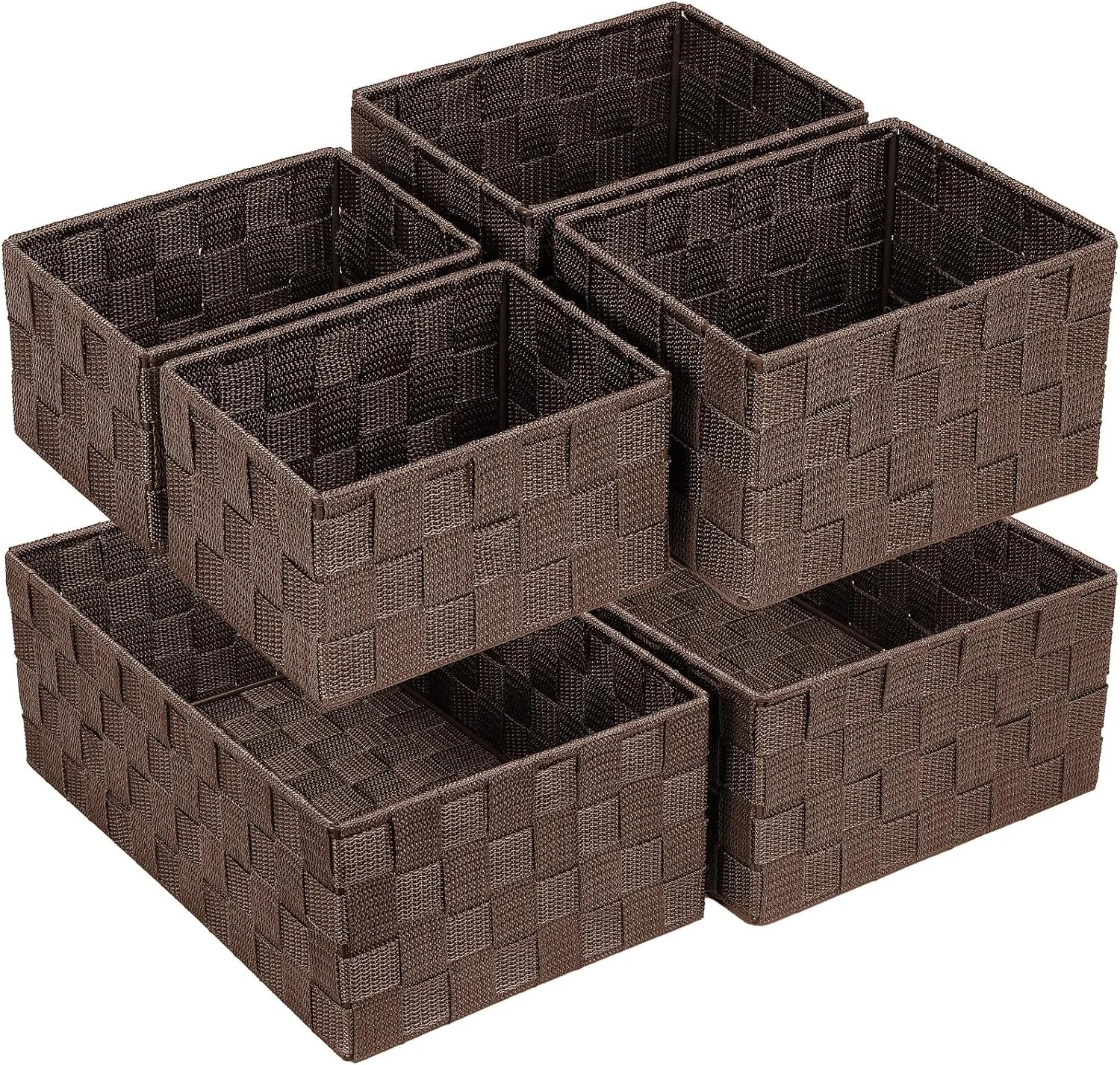 Discount Woven Storage Baskets for Organizing 6 Pack, Large&Small Storage Cube Bins Set for Bathroom, Storage Boxes - Image 16