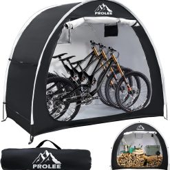 Alternative view of Discount PROLEE Bike Shed 6.6FT, Waterproof Oxford Fabric Storage Tent for 2 Bikes, Outdoor Storage with Window Design, Black