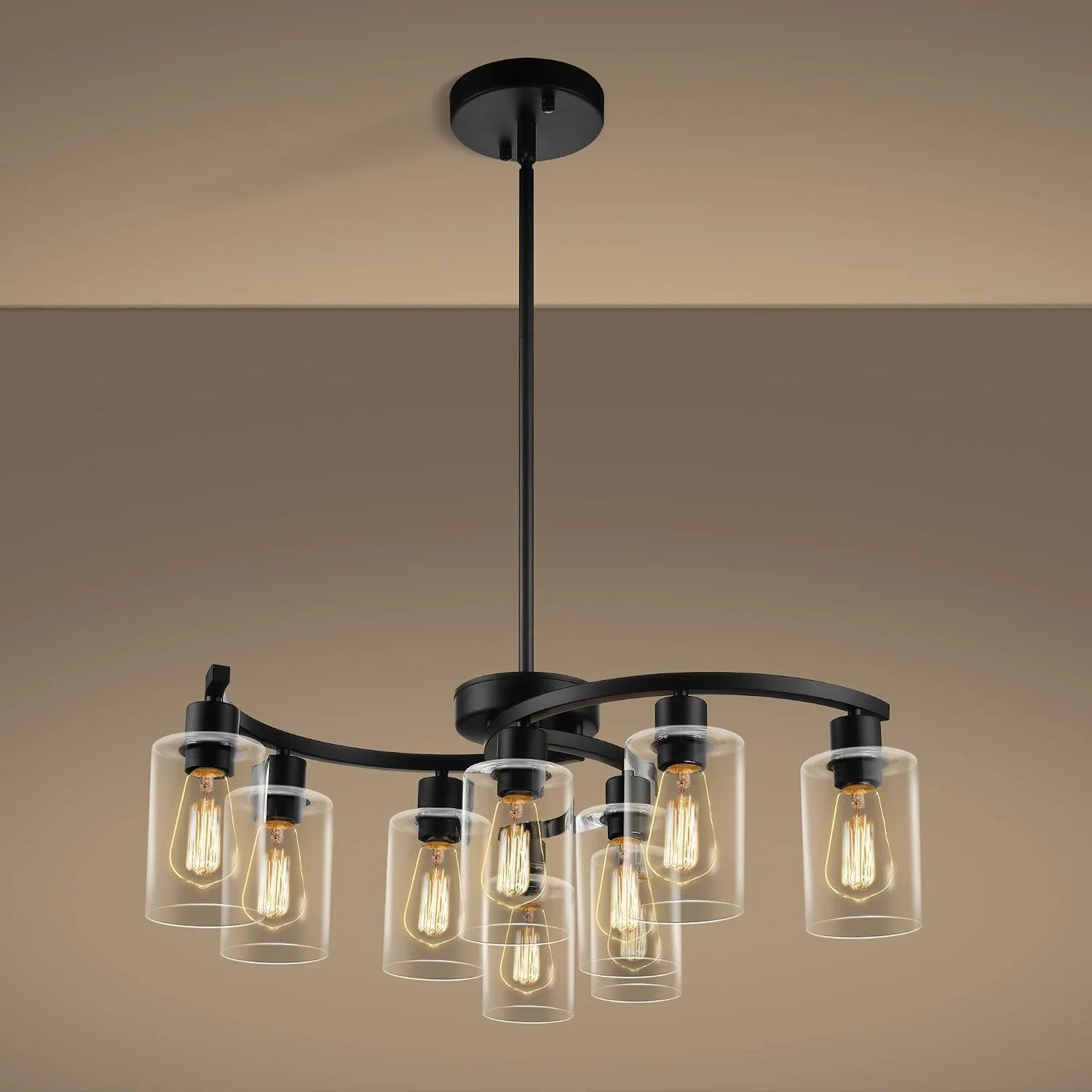 Discount 6-Light Modern Farmhouse Black Chandelier, Adjustable Height Hanging Industrial Pendant Lights Kitchen Island - Image 3