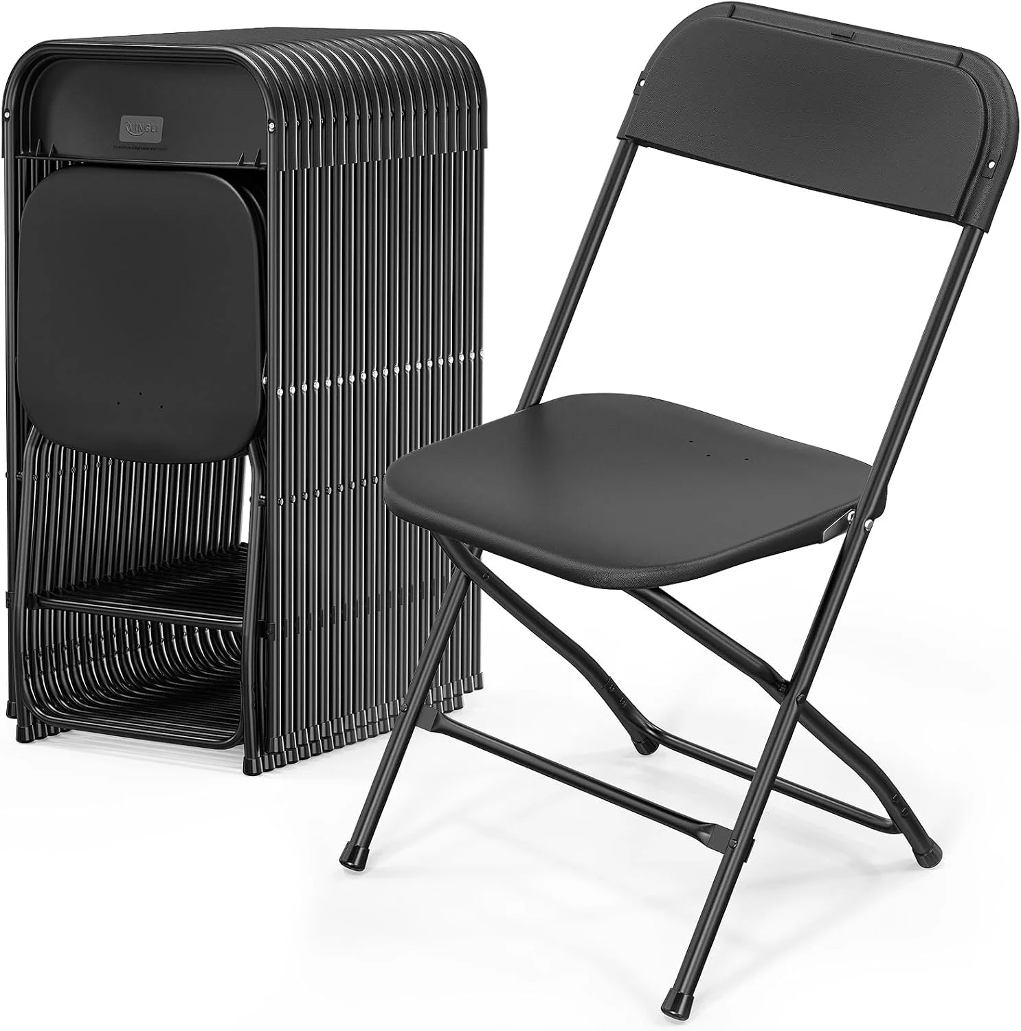 Discount 10 Pack White Plastic Folding Chair, Indoor Outdoor Portable Stackable Commercial Seat with Steel Frame 350lb. - Image 7