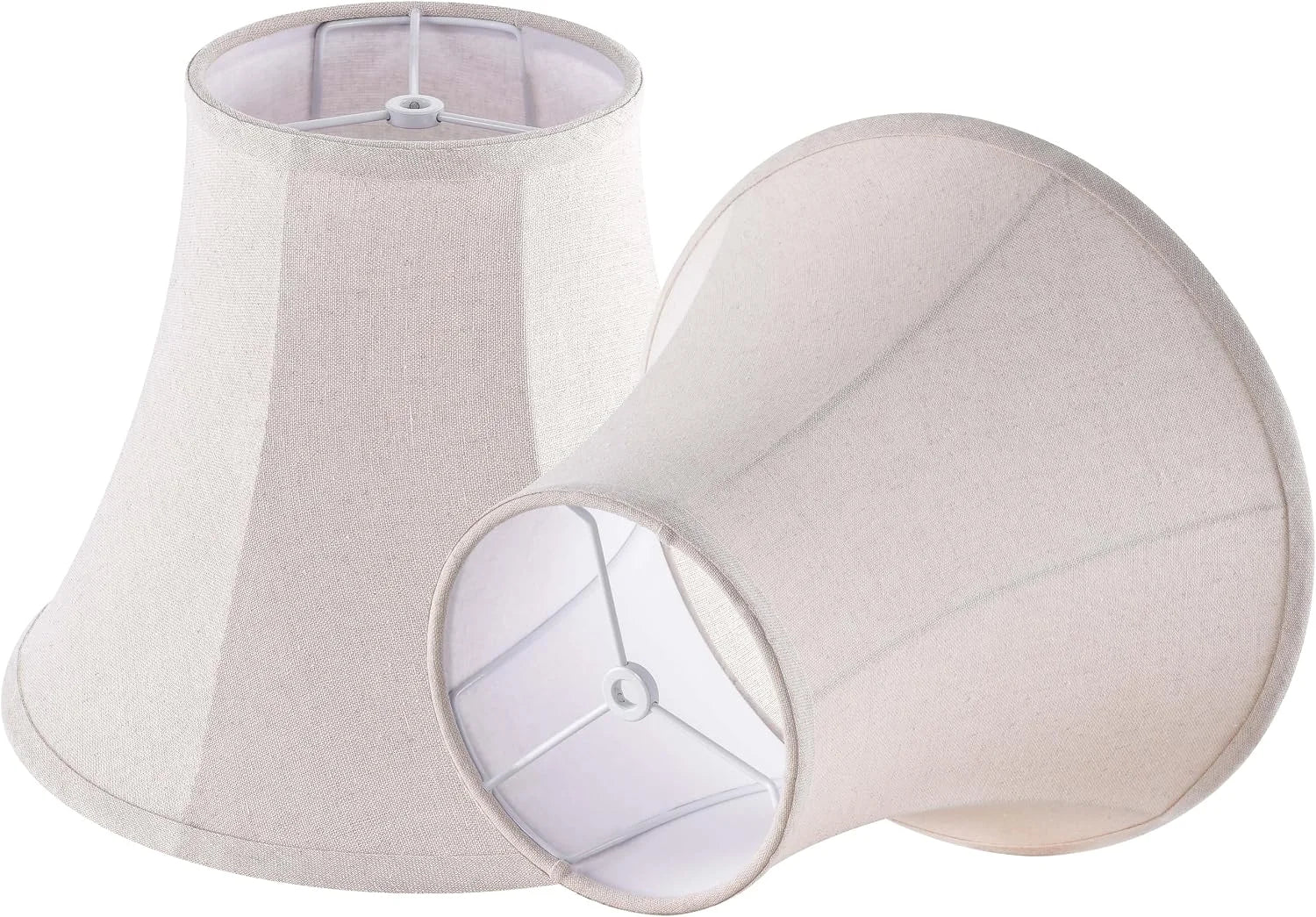 Discount White Bell Lamp Shades Set of 2 Medium Shade 6.7“Top x 13“Bottom x 10“High(Spider) Traditional Lampshade - Image 8