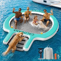 Alternative view of Discount CALOBANA Water Hammock with Dog Boat Ramp, Inflatable Round Floating Ring for Adults Pets Heavy Duty Floating Dock