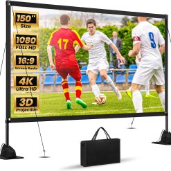 Discount Projector Screen with Stand: Portable Projector Screen Outdoor Indoor Front/Rear16: 9 4K HD with Carry Bag