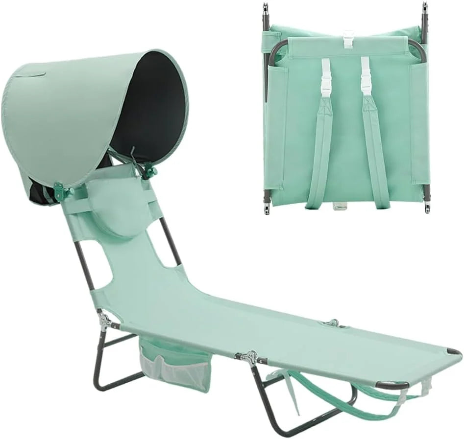 Special Beach Lounge Chair, Reclining Beach Chairs Lay Flat, Folding Camping Chairs Portable Camp Cot with Backpack - Image 11