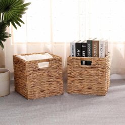 Alternative view of Discount Wicker Storage Basket with Handles, 11x11in, 2 Pack, Handwoven Storage Bins for Organizing Storage