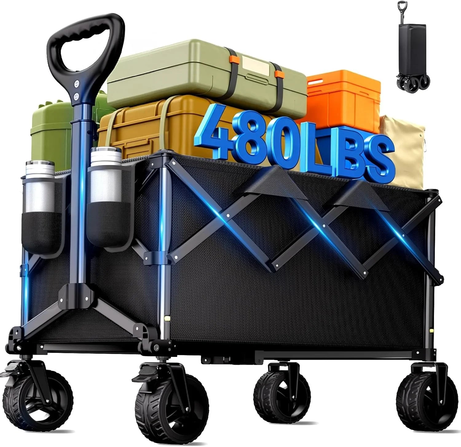Discount Collapsible Wagon Cart, 480lbs Heavy Duty Wagon with All-Terrain Wheels - Image 2