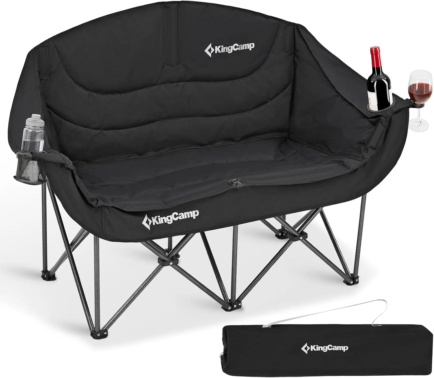 Discount Double Camping Chair, Oversized Heavy Duty 660lbs Loveseat for Adults Portable Folding XL 2 Person Couch Padded - Image 2