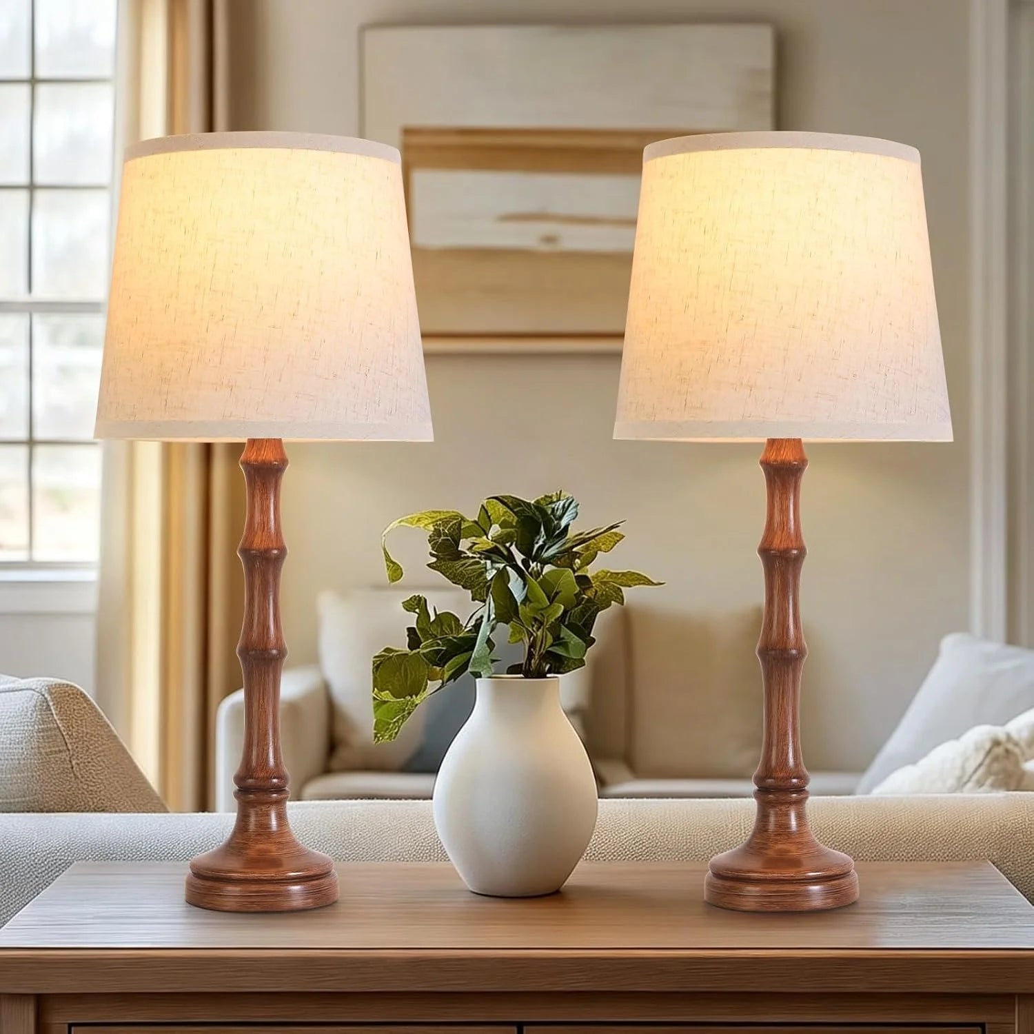 Discount Modern Farmhouse Table Lamp Bedside Reading Lamps Living Room End Tables Set Lamps for Night Stands Bedroom
