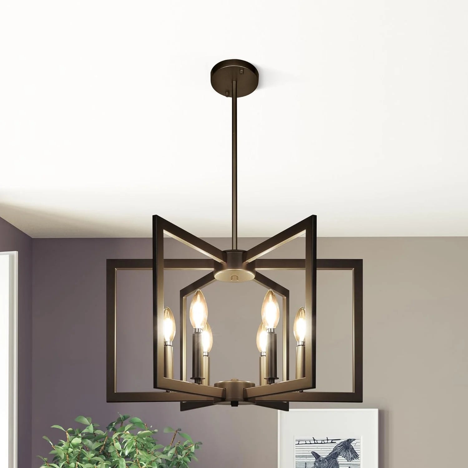 Discount 6-Light Gold Pendant Light, Modern Farmhouse Dining Room Light Fixtures Over Table - Image 8