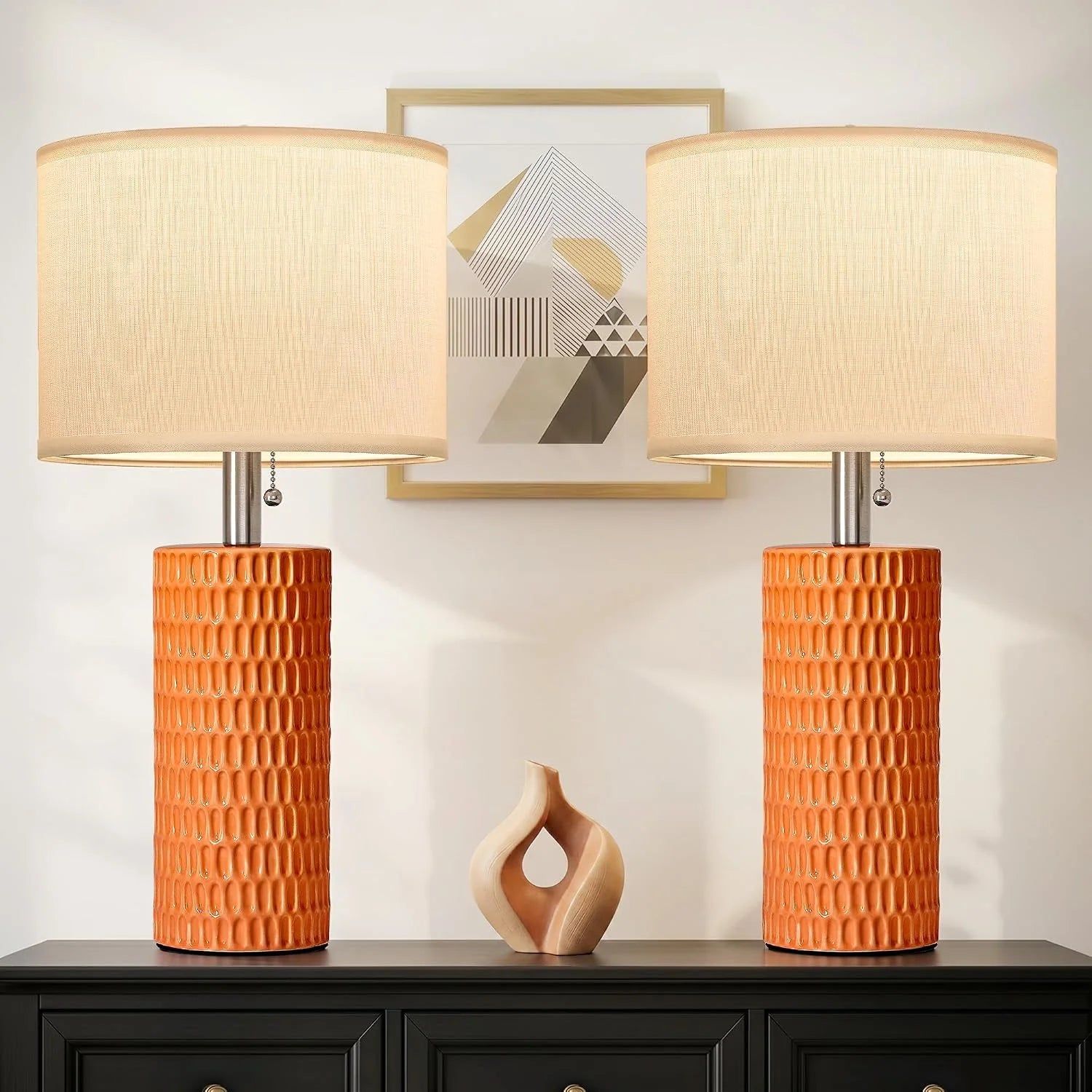 Discount Reaketon 20.5 Modern Ceramic Table Lamps for Bedroom Set of 2, Farmhouse Table Lamp for Living Room Office Dorm - Image 9