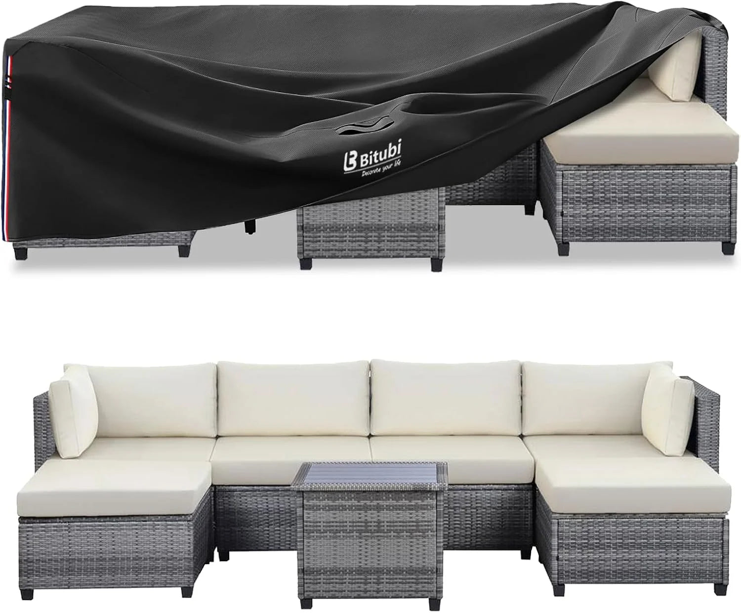 Discount Bitubi Outdoor Waterproof Patio Furniture Covers 4-Piece Set for Swivel Rocker Chairs, Patio 3-Seater Sofa 76in