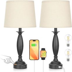 Discount Seealle Touch Bedside Lamps for Nightstand Set of 2, Dimmable, Bulb Included
