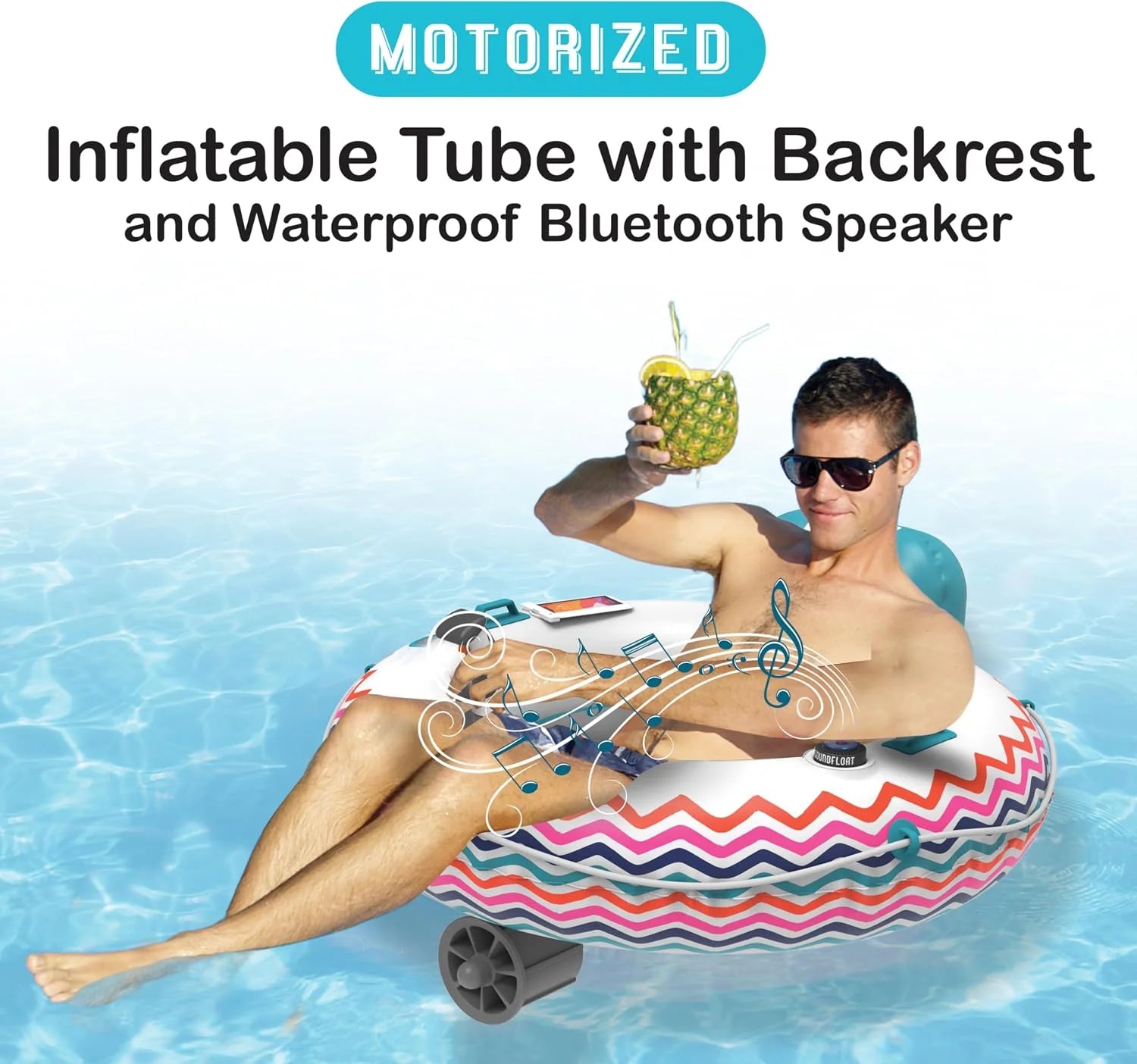 Discount Living Motorized Inflatable Pool Float Lounger Tube, Bluetooth 5 IPX7 Waterproof Speaker, 66W Motor - Image 8