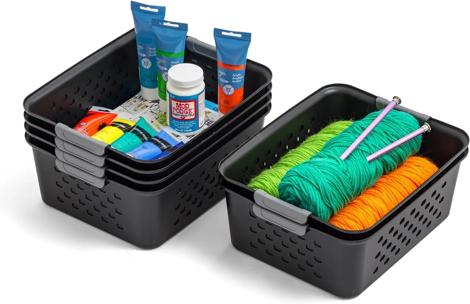 Discount Small Plastic Storage Basket, Black, Organize pantry items, office supplies, crafts, accessories, and household - Image 4