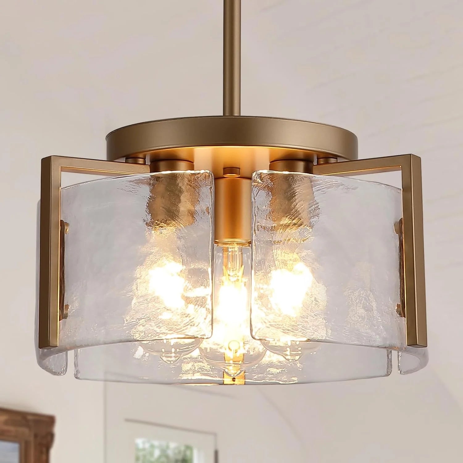 Discount Chandeliers for Dining Room Light Fixture, Adjustable Glass Modern Farmhouse Chandelier for Entryway - Image 4