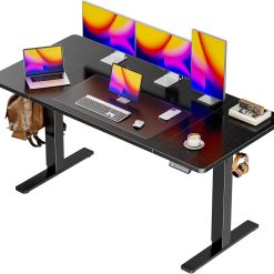 Alternative view of Discount 55 x 28 Large Electric Standing Desk, Height Adjustable Computer Desk, 27.6 Deep Desktop