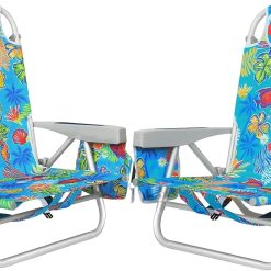 Discount Aluminum Extra Wide 5-Position Lay Flat Folding Backpack Beach Chairs for Adults, with Cooler Bag