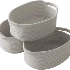 Alternative view of Discount Small Woven Basket, Empty Gift Basket, Orange/3 Pack, Small Gift Basket, Cotton Rope, 12 x 8 x 17 in, Handles