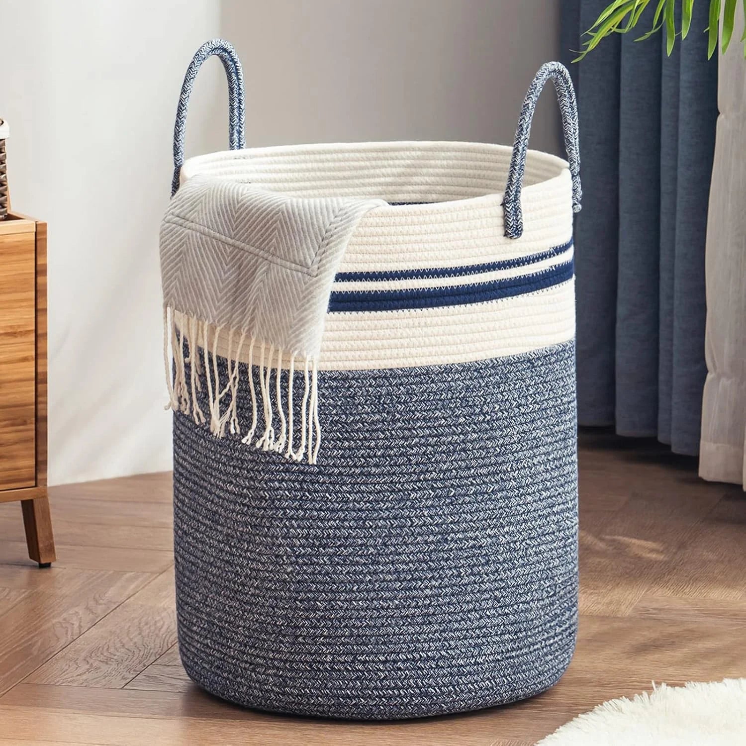Discount YOUDENOVA Jute Rope Laundry Hamper Basket, 58L Blanket Basket for Nursery, Large Woven Laundry Hamper with Sturdy - Image 6