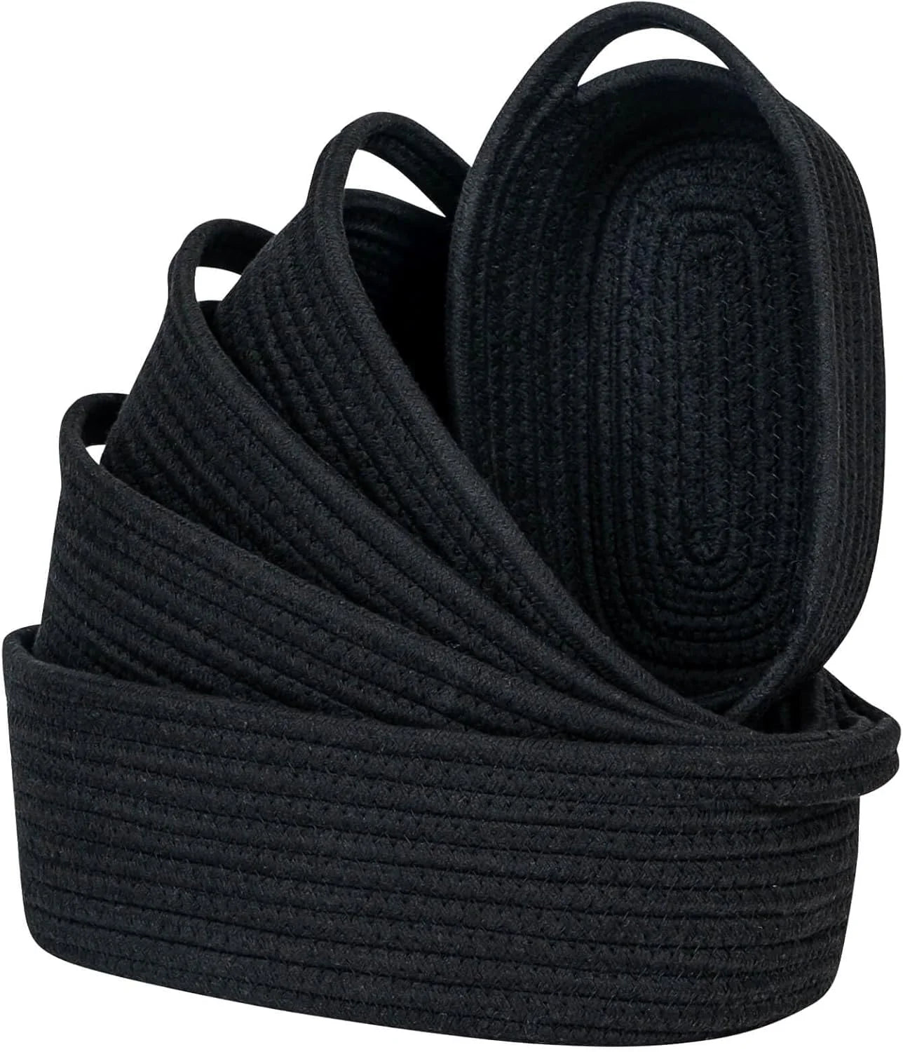 Discount Storage Basket Cotton Rope Organizer Baskets for Shelves, Set of 5 Decorative Closet Storage Bins - Image 7
