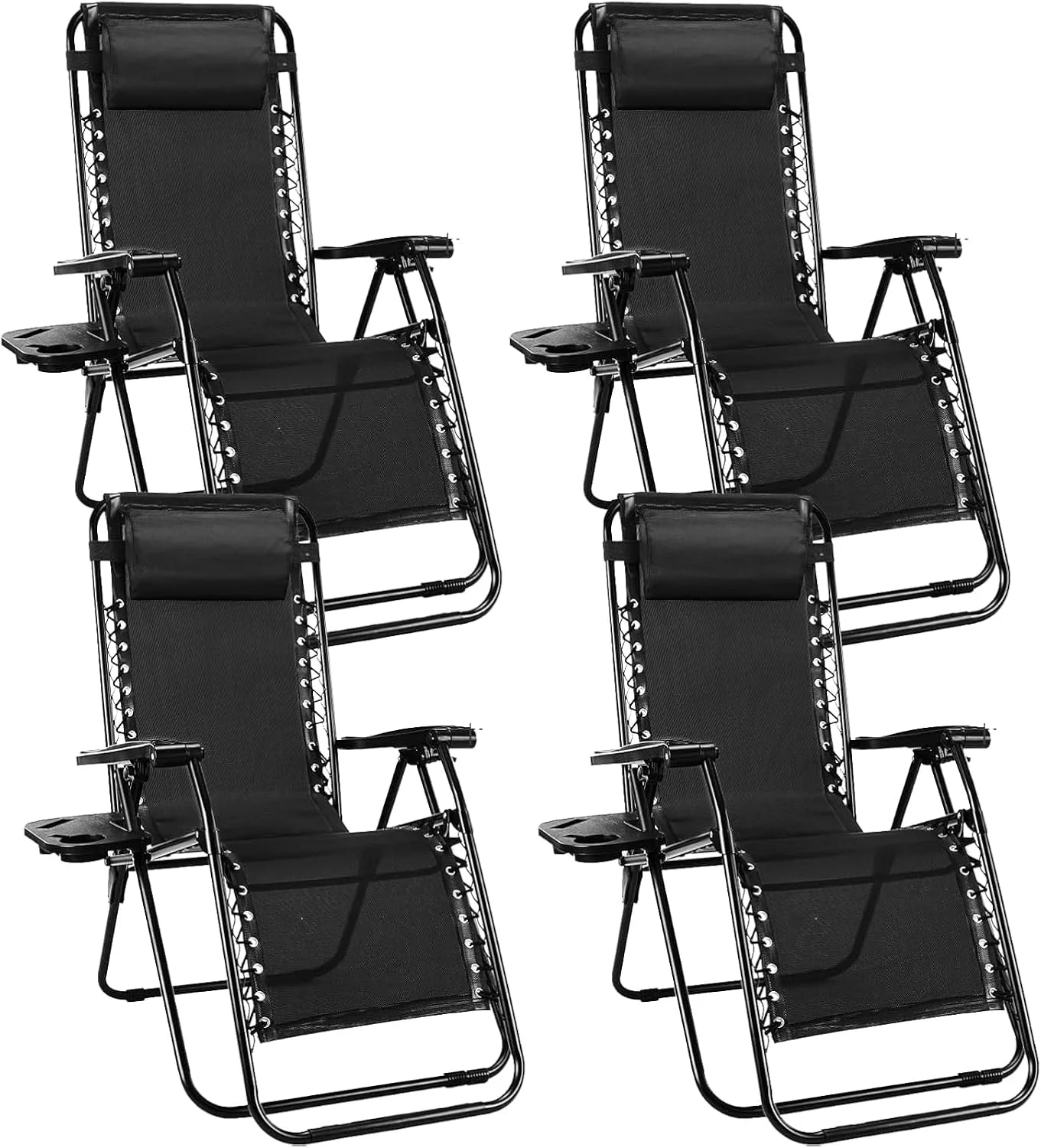 Discount Sweetcrispy Zero Gravity Chairs Set of 2, Outdoor Folding Reclining Lounge Chair with Cup Holder Tray & Adjustable Pillow - Image 9