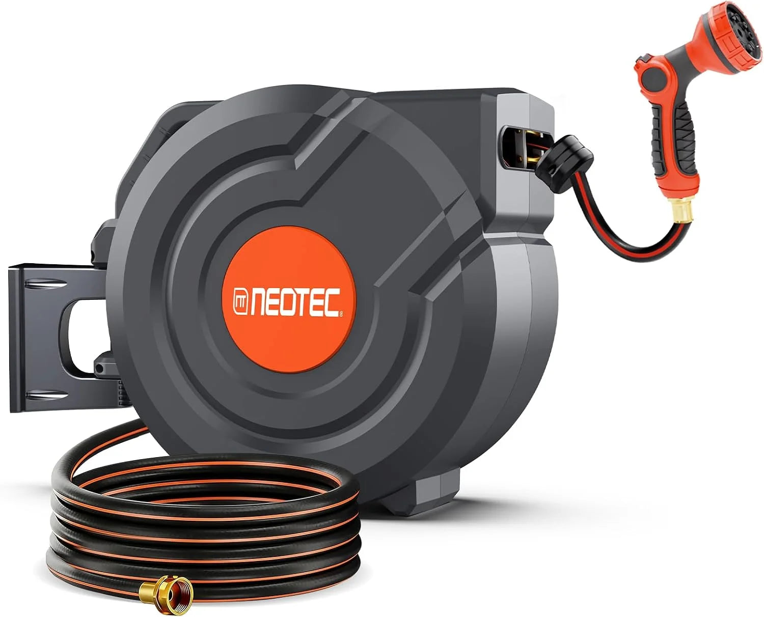 Discount 100FT Retractable Garden Hose Reel 1/2 Inch, Wall Mounted Heavy Duty Water Hose with Auto-Lock - Image 2
