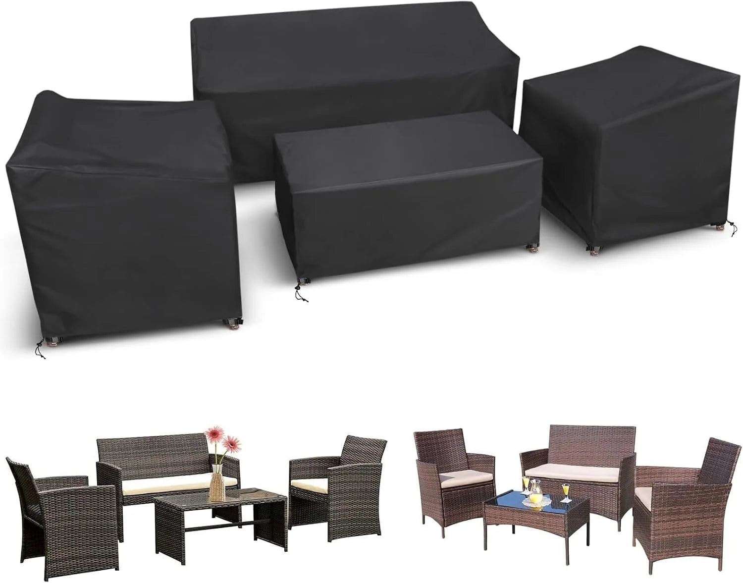 Discount STARTWO Outdoor Furniture Cover Waterproof 4 Piece, Black, Regular, 420D - Image 10