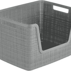 Alternative view of Discount Curver Set of 4 Large Cube 17L Jute Decorative Plastic Organization and Storage Baskets, Perfect Bins for Home