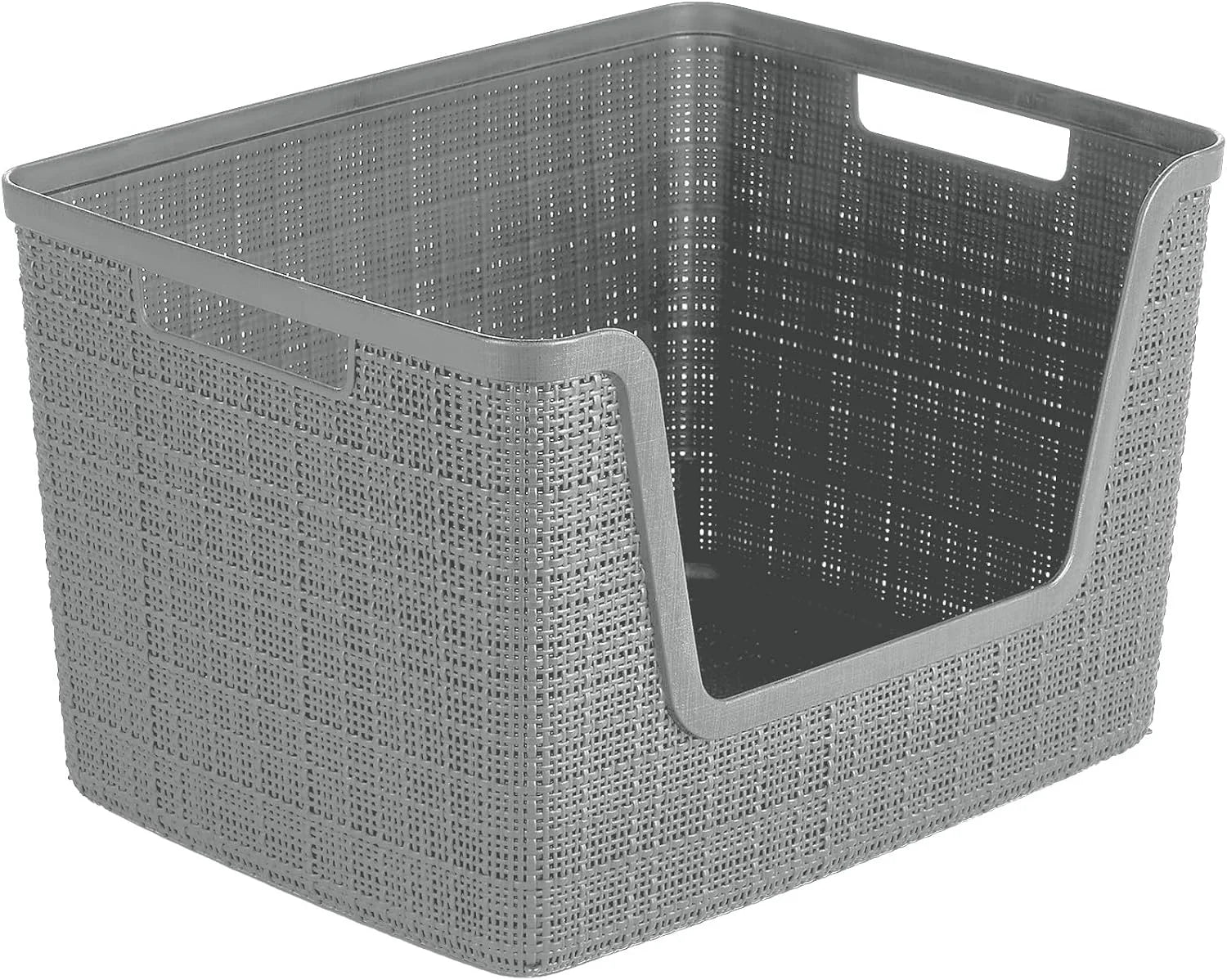 Discount Curver Set of 4 Large Cube 17L Jute Decorative Plastic Organization and Storage Baskets, Perfect Bins for Home - Image 2