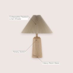 Alternative view of Discount Y 20.5 Beige Wood Finish Resin Cylinder Table Lamp Modern Rustic Scandinavian Bedside Lamp for Living Room