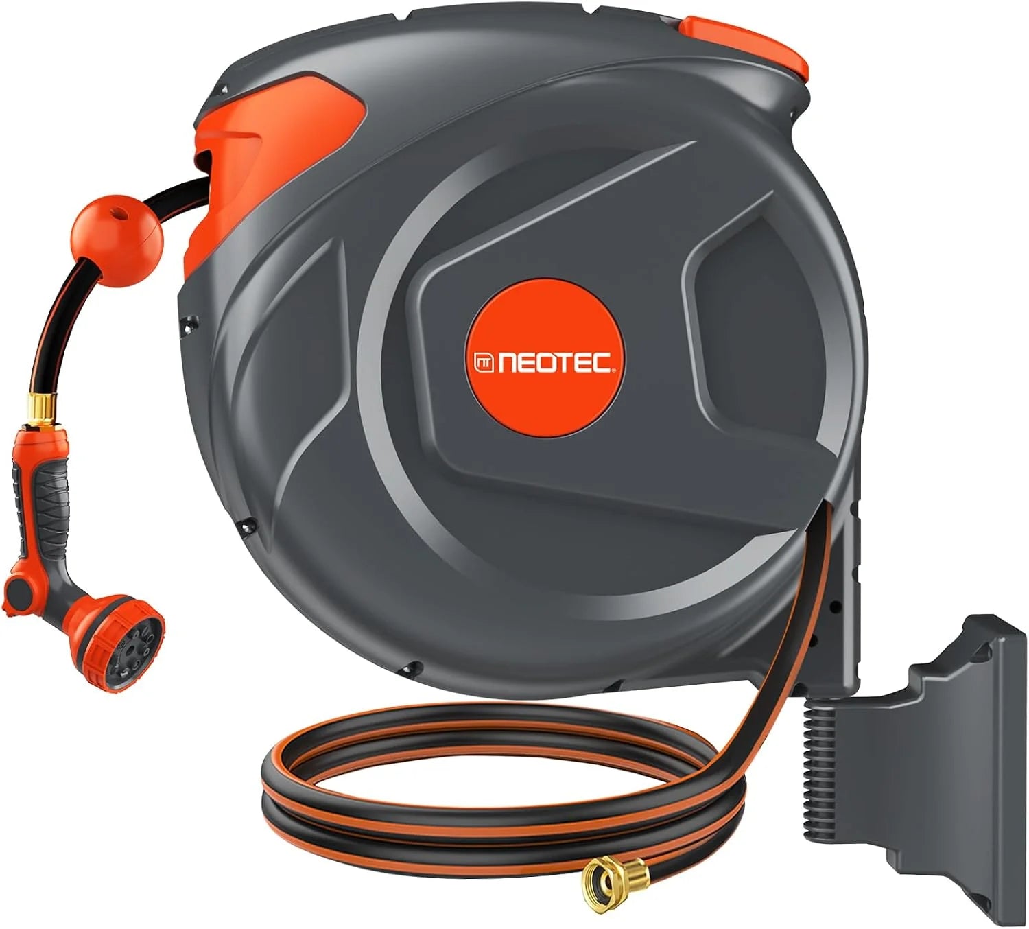 Discount 100FT Retractable Garden Hose Reel 1/2 Inch, Wall Mounted Heavy Duty Water Hose with Auto-Lock