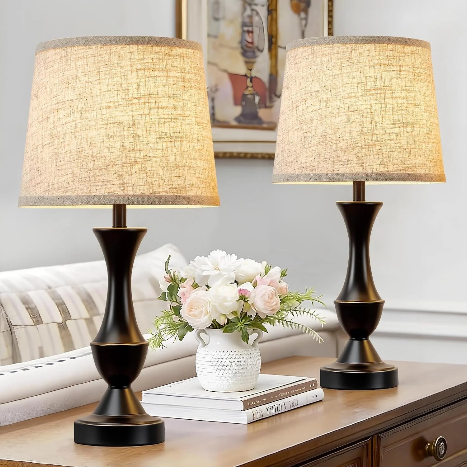 Discount Luvkczc Table Lamp Set of 2, 19 Farmhouse Vintage Bedside Lamps for Living Room & Bedroom - Image 8
