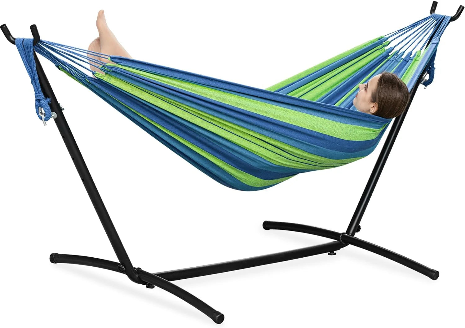 Discount Double Hammock with Stand for Outside, Heavy-Duty, Portable (Coffee) - Image 18