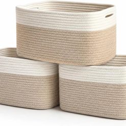 Alternative view of Discount OrganiHaus Cotton Rope Baskets for Shelves, Set of 3, 15x9x10, Handwoven, a toy bin and organizer for towels