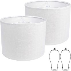 Alternative view of Discount White 13 Drum Lamp Shades Set of 2 with Harps