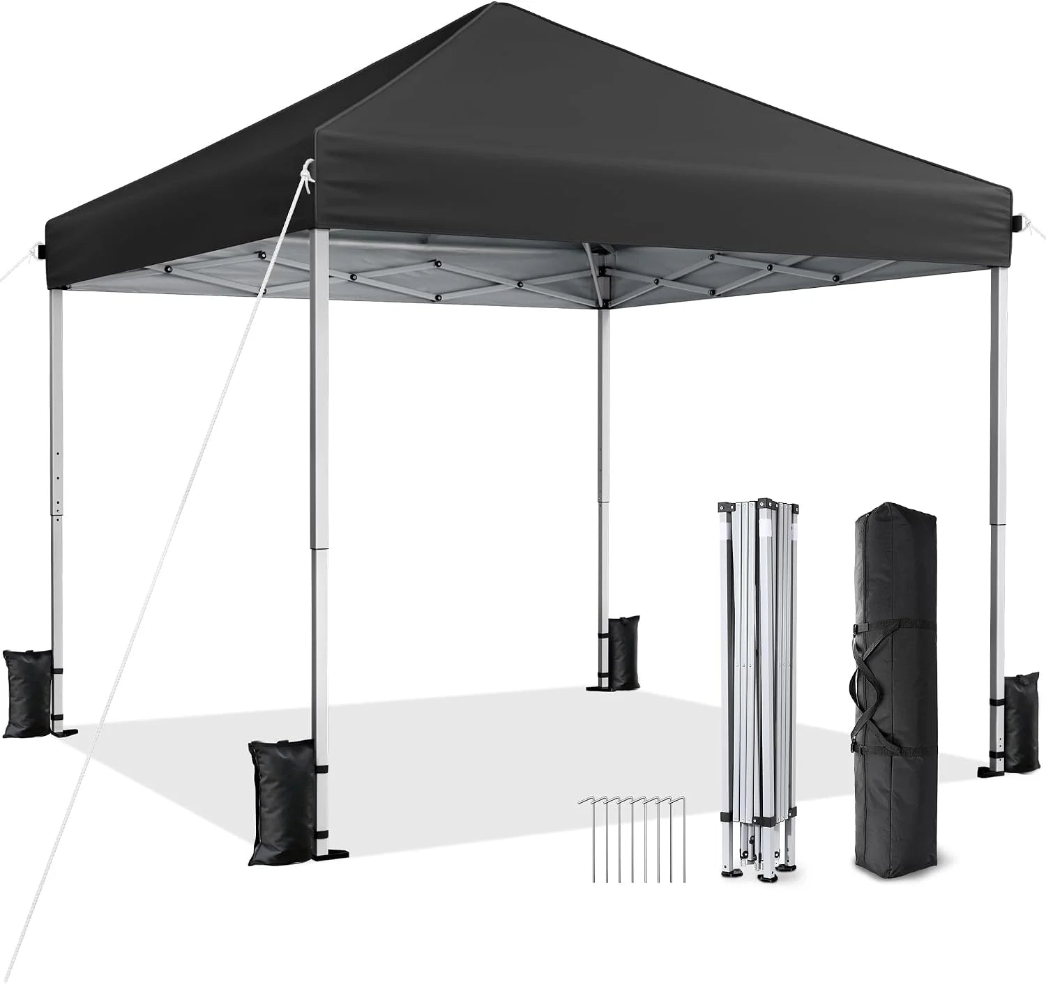 Discount Vinabilia 10x10 Pop Up Canopy Tent with One-Push Center Lock,White