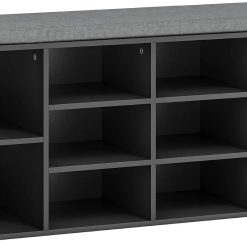 Discount Bifanuo Entryway Bench with Cushion – 10 Compartments Shoe Storage