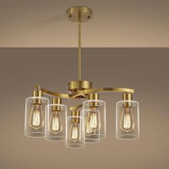 Alternative view of Discount 6-Light Modern Farmhouse Black Chandelier, Adjustable Height Hanging Industrial Pendant Lights Kitchen Island