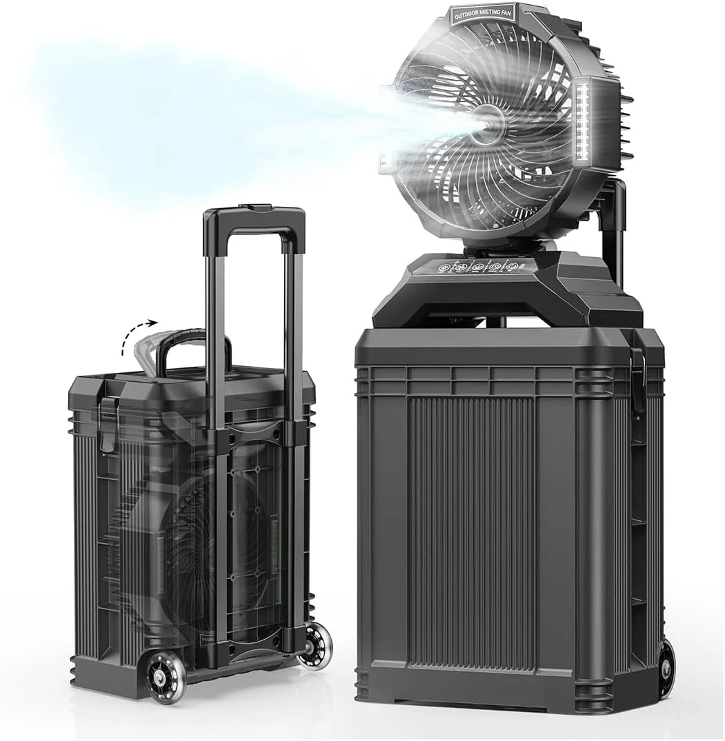 Discount 4 Gal Large Misting Bucket Fan Portable, 40000mAh Rechargeable Mister Fan with Retractable Handle