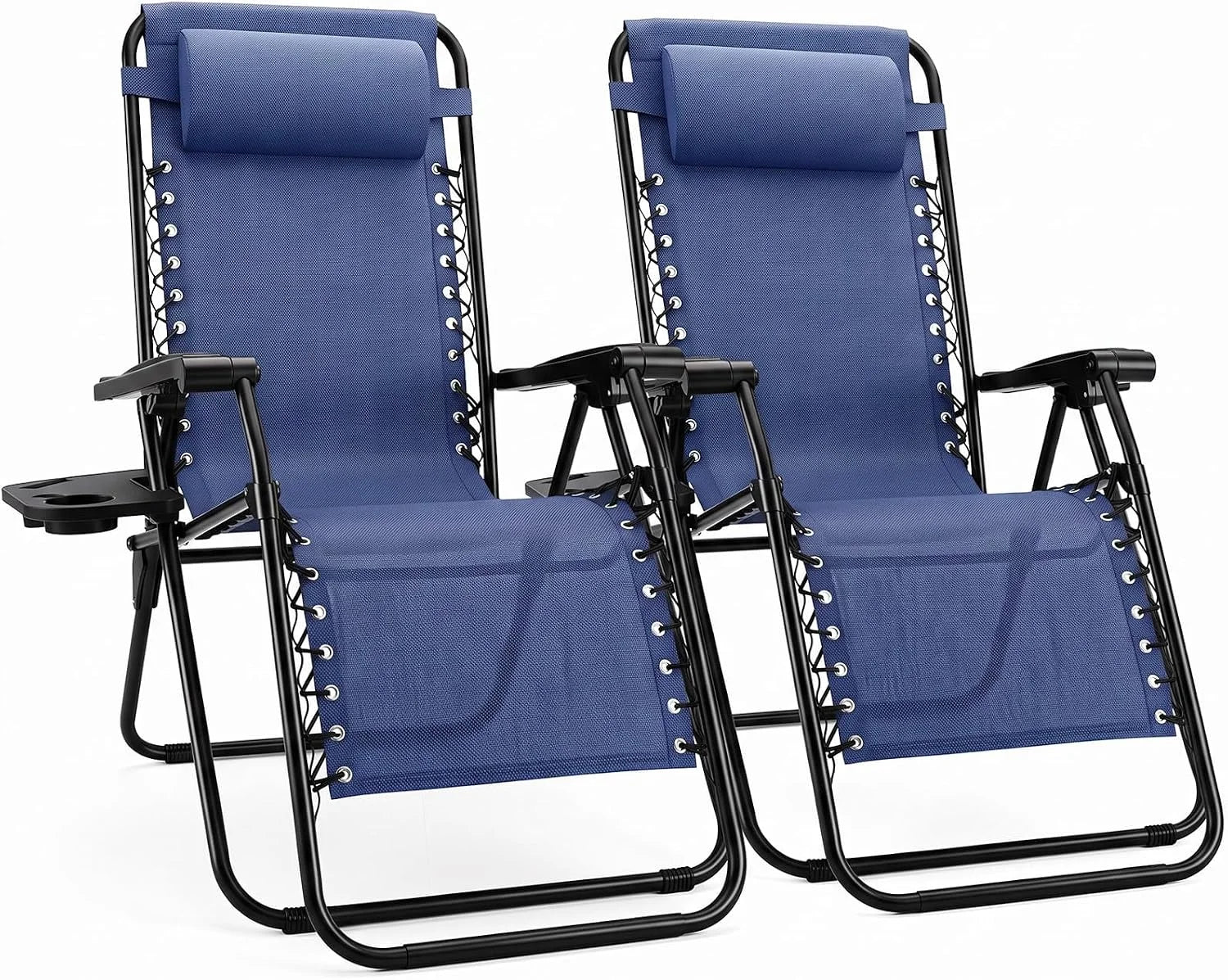 Discount Sweetcrispy Zero Gravity Chairs Set of 2, Outdoor Folding Reclining Lounge Chair with Cup Holder Tray & Adjustable Pillow - Image 10